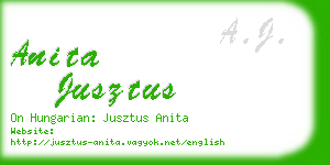 anita jusztus business card